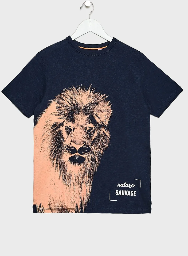 Okaidi Obaibi Graphic Crew Neck T-Shirt