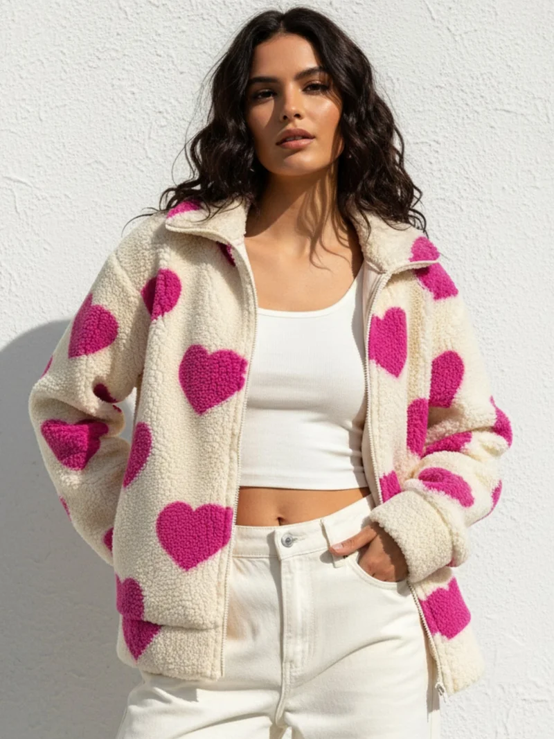 OUTZIDR Pink Full Sleeve Printed Jacket