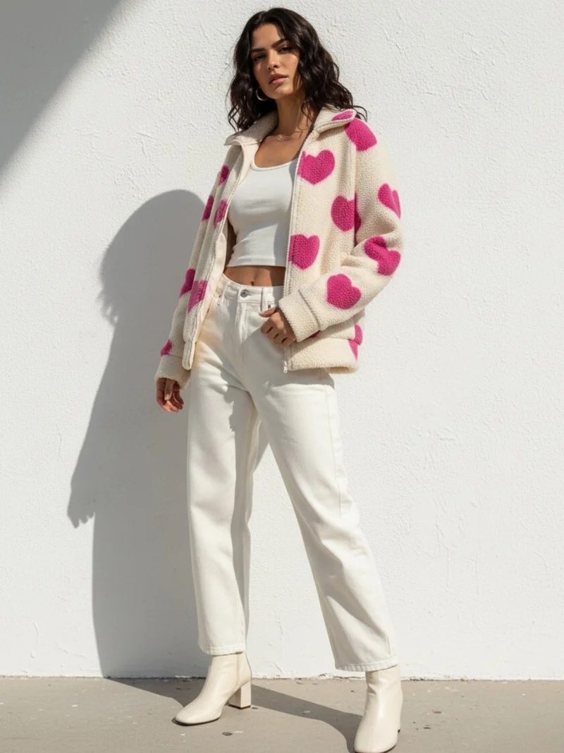 OUTZIDR Pink Full Sleeve Printed Jacket