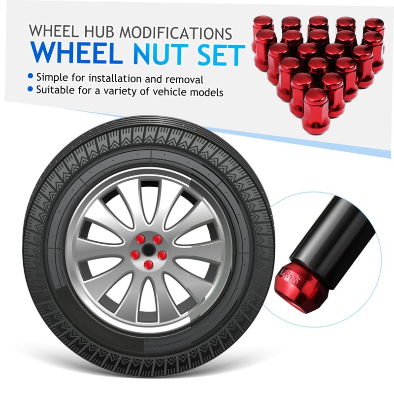 Universal Red Wheel Lug Nut Caps 4 Pack Fit Car Tire Hub - Image 4