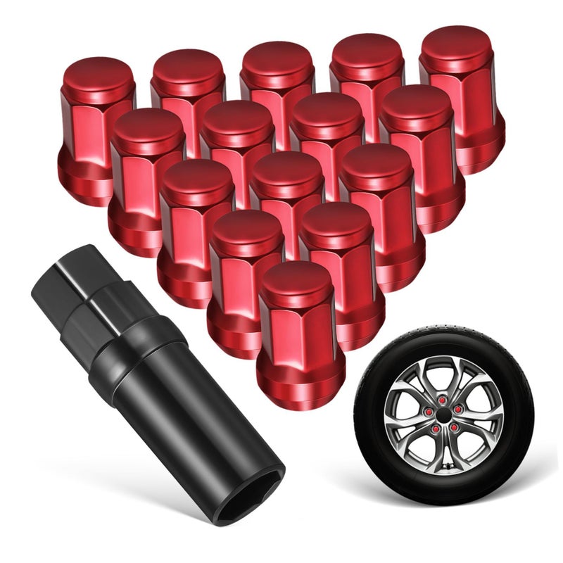 Universal Red Wheel Lug Nut Caps 4 Pack Fit Car Tire Hub - Image 2