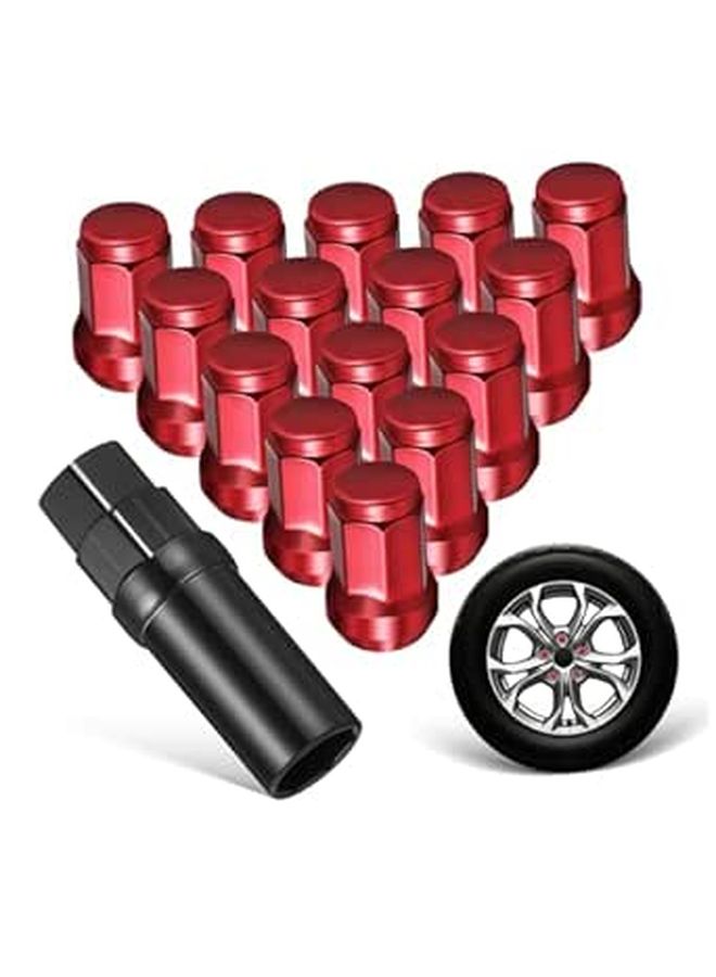 Universal Red Wheel Lug Nut Caps 4 Pack Fit Car Tire Hub - Image 1