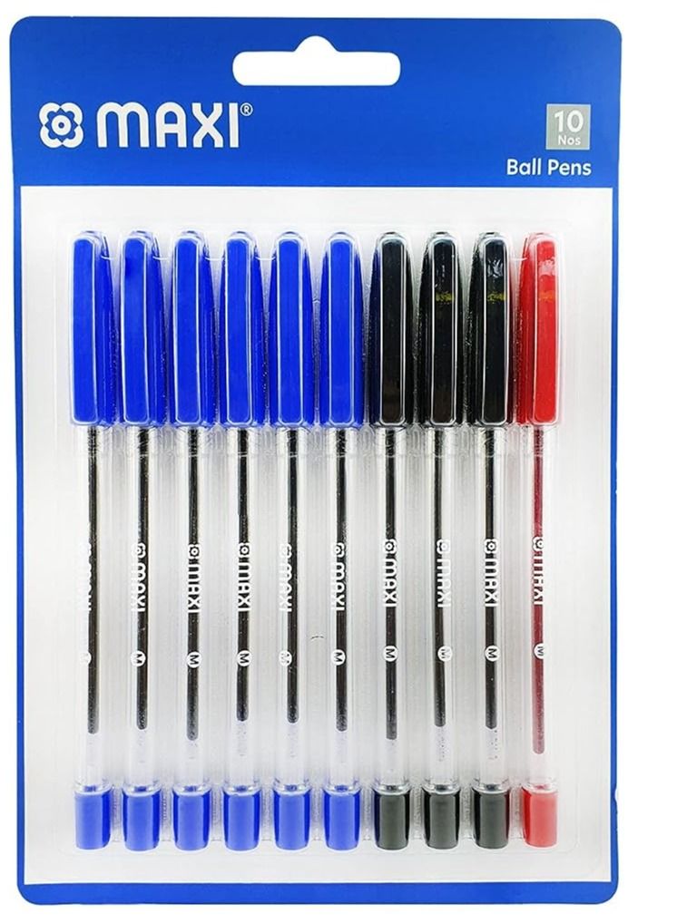 Maxi Pack Of 10 Ballpoint Pen Red/Black/Blue - Image 1
