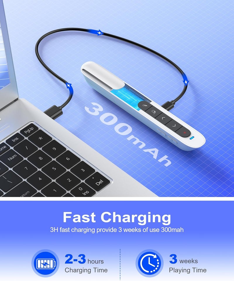 HEYLACOOLX Air Mouse Clicker for Presentation Rechargeable,Presenter Clicker Remote for Classroom Teacher, RF 2.4GHz USB Wireless Presentation PPT Clicker Slide Advancer for Mac, Windows, Laptop, Keynote - Image 3