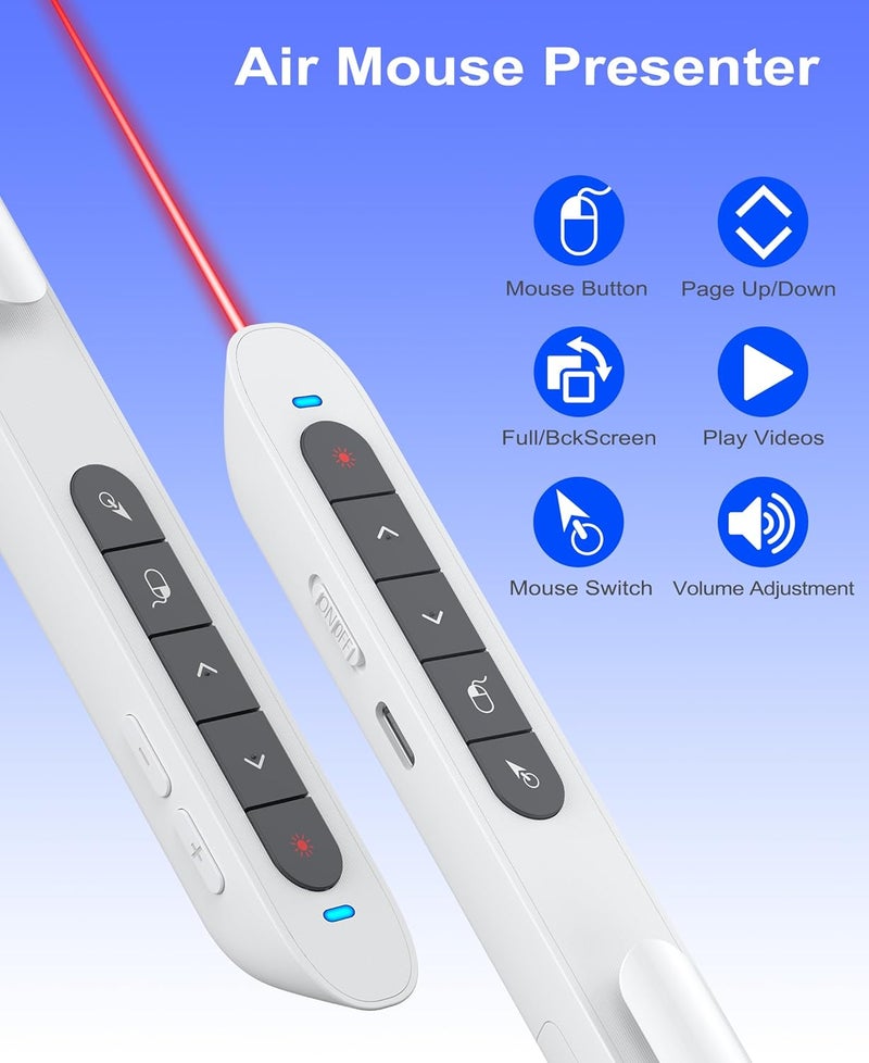 HEYLACOOLX Air Mouse Clicker for Presentation Rechargeable,Presenter Clicker Remote for Classroom Teacher, RF 2.4GHz USB Wireless Presentation PPT Clicker Slide Advancer for Mac, Windows, Laptop, Keynote - Image 5