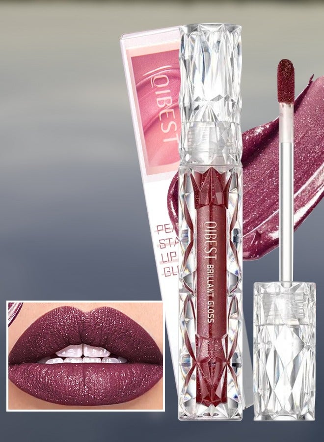 QiBest لمعان الشفاه اللؤلؤي زيت الشفاه المات اللامع أحمر الشفاه السائل المعدني اللامع لمسة الشفاه اللامعة إنهاء لامع صبغة عالية اللون تدوم طويلاً لمسة مكياج رقم 09 - Image 1