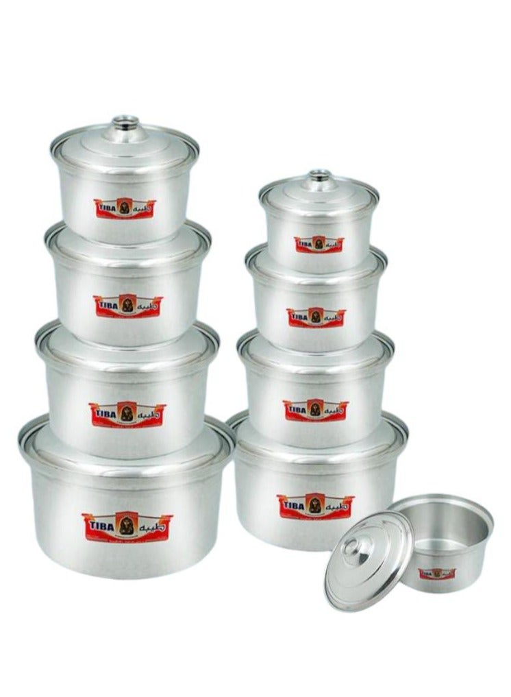 طيبة طقم قدور طيبة - 9 قطع | ألومنيوم عالي الجودة | تصميم خليجي أنيق | صناعة مصرية متقنة - Image 1
