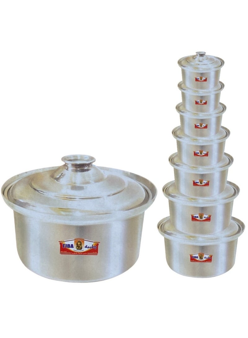 طيبة طقم قدور طيبة - 9 قطع | ألومنيوم عالي الجودة | تصميم خليجي أنيق | صناعة مصرية متقنة - Image 2