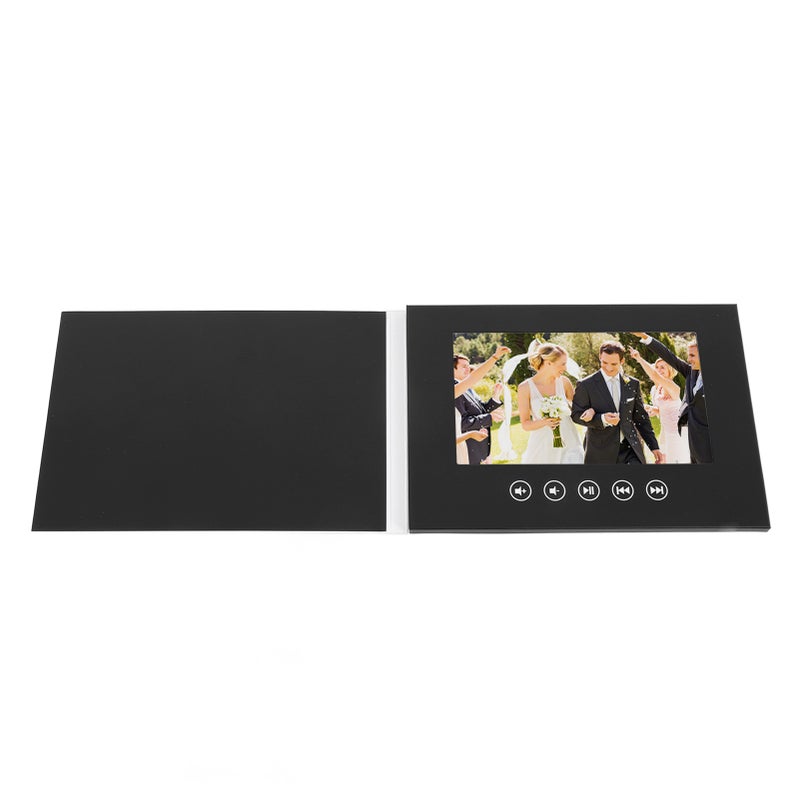 Electronic Greeting Card LCD Color Screen Customizable Video Brochure for Product Promotion Wedding Anniversary Black 7 Inch - Image 1