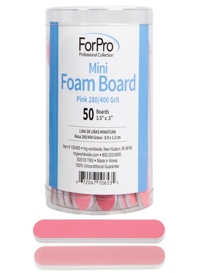 ForPro Professional Collection مجموعة فور برو الاحترافية لوح فوم ميني، مبرد أظافر مزدوج الجوانب، 280/400 حبيبة، 3.5 بوصة طول × 0.5 بوصة عرض، وردي، 50 قطعة - Image 1