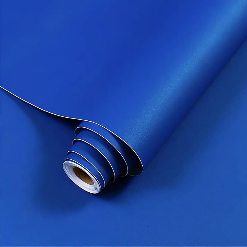 Ismoon 15.7" x 118" Contact Paper Blue Peel and Stick Wallpaper Removable Self-Adhesive Stick on Wall Paper Dark Blue Thickening Waterproof Wallpaper for Countertops Bathroom Kitchen Cabinet Vinyl - Image 1