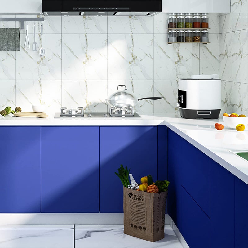 Ismoon 15.7" x 118" Contact Paper Blue Peel and Stick Wallpaper Removable Self-Adhesive Stick on Wall Paper Dark Blue Thickening Waterproof Wallpaper for Countertops Bathroom Kitchen Cabinet Vinyl - Image 5