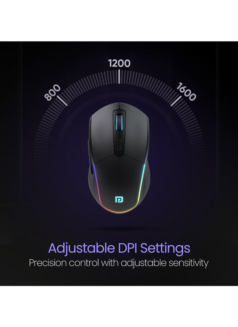 Portronics Toad One Wireless 2.4GHz and Bluetooth Connectivity Optical Mouse, Black