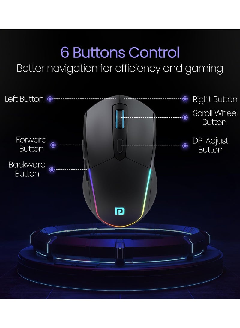 Portronics Toad One Wireless 2.4GHz and Bluetooth Connectivity Optical Mouse, Black