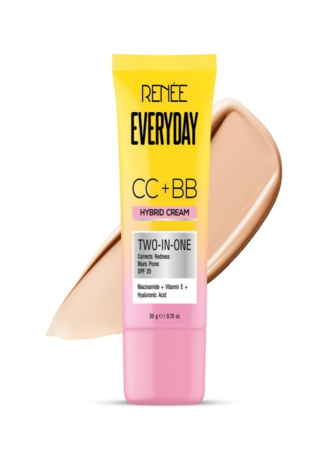 RENEE Everyday CC + BB Hybrid Cream With SPF 20 - Butter Vanilla| Corrects Redness, Blurs Pores, Refines Skin Tone, Hydrates Skin | With Niacinamide | Lightweight, Buildable Coverage | 20 g - Image 1