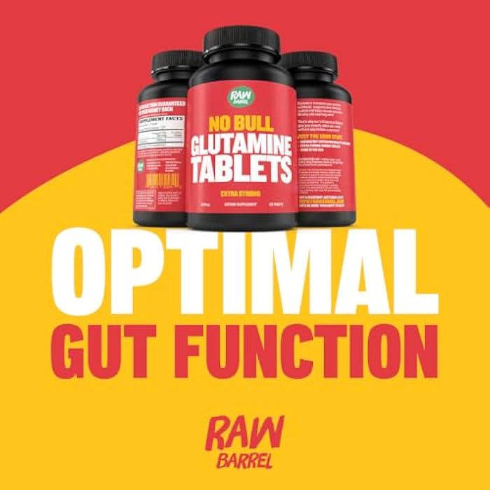 Raw Barrel “No Bull” L-Glutamine Tablets, Pure L Glutamine Pills, Non GMO, L Glutamine Supplement, Naturally Vegan, Vegetarian Friendly and Gluten Free, 1000mg - Image 2