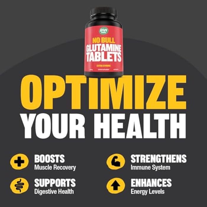 Raw Barrel “No Bull” L-Glutamine Tablets, Pure L Glutamine Pills, Non GMO, L Glutamine Supplement, Naturally Vegan, Vegetarian Friendly and Gluten Free, 1000mg - Image 3