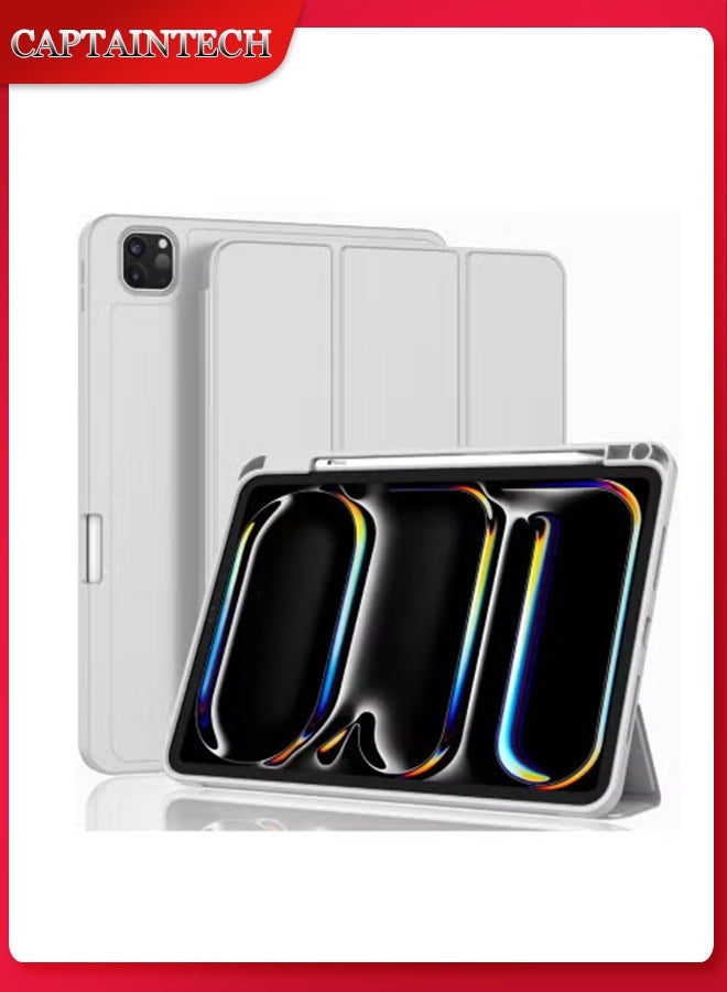 Captaintech 2024 iPad Pro 11 M4 Case – Smart Cover with Pencil Pro/USB-C Holder, Auto Wake/Sleep u0026 Touch ID Support - Image 1