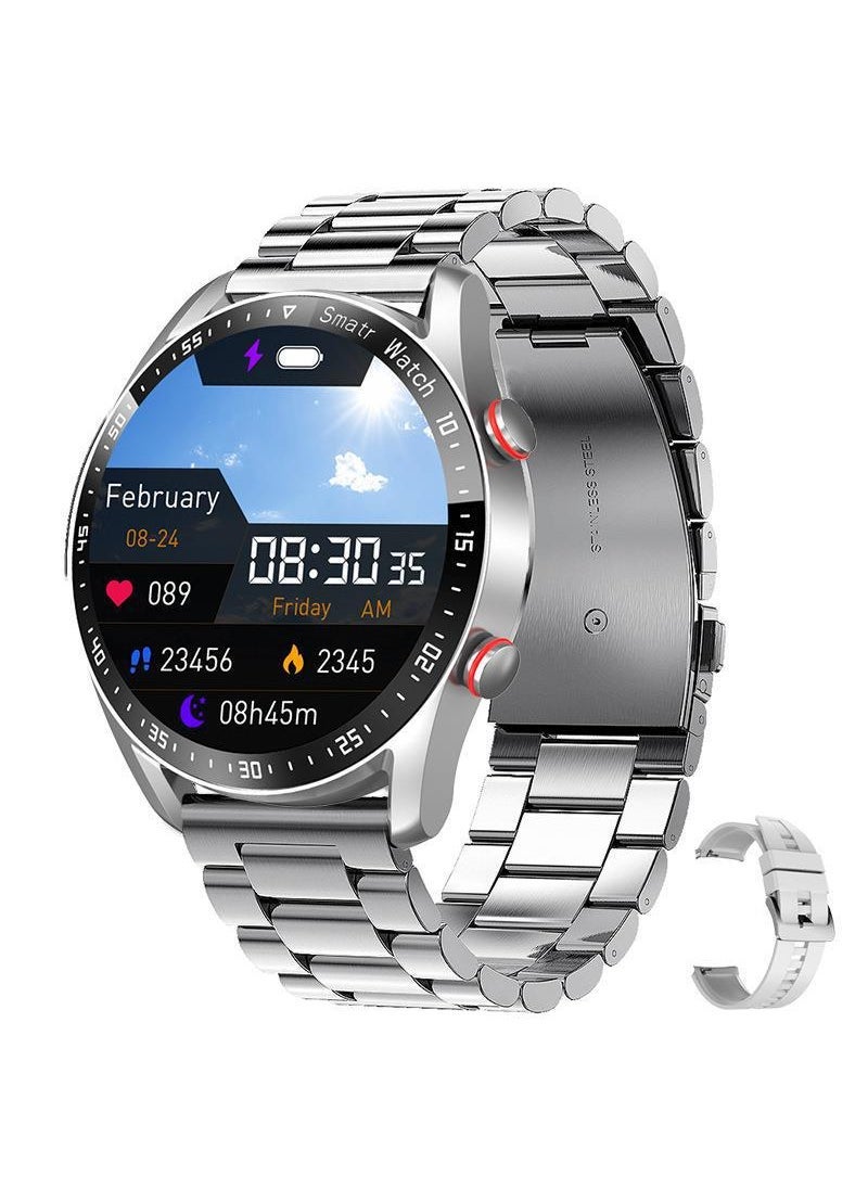 Generic HW20 Smart Watch ECG PPG Stainless Steel Waterproof silver steel strip 