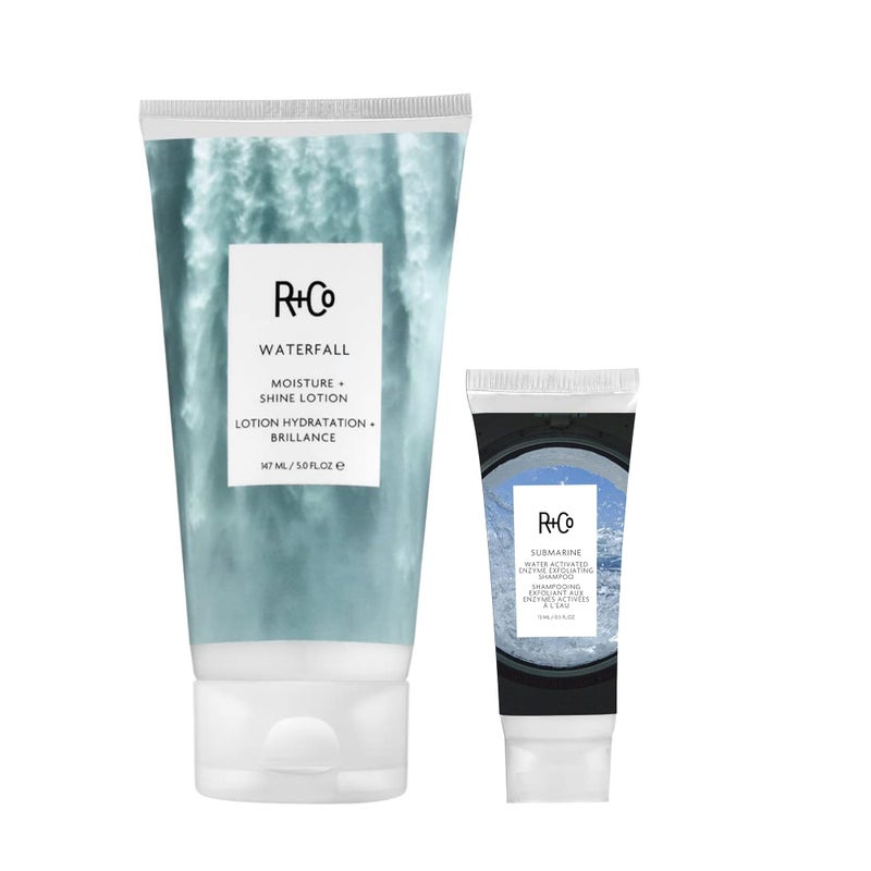 R+Co Waterfall Moisture and Shine Lotion (5 Oz) + Travel Size (.5 Oz) | Vegan + Cruelty-Free | - Image 1