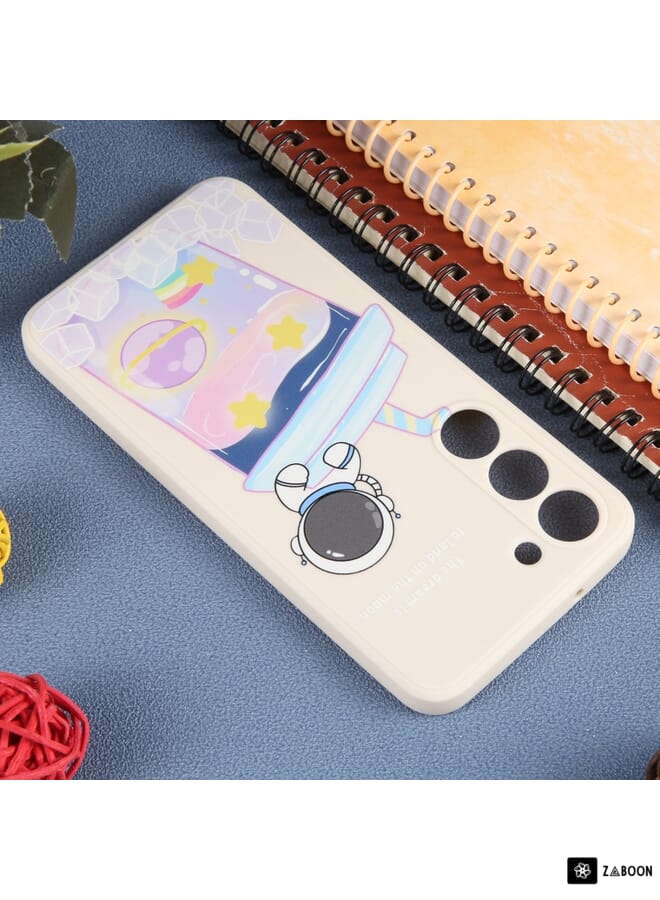 جرين تايجر جراب سيليكون سائل لهاتف Samsung Galaxy A50 / A30s / A50s بنمط رائد فضاء من Milk Tea (أبيض) - Image 4