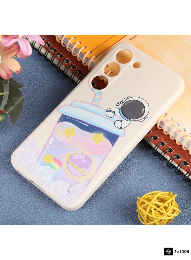 جرين تايجر جراب سيليكون سائل لهاتف Samsung Galaxy A50 / A30s / A50s بنمط رائد فضاء من Milk Tea (أبيض) - Image 2