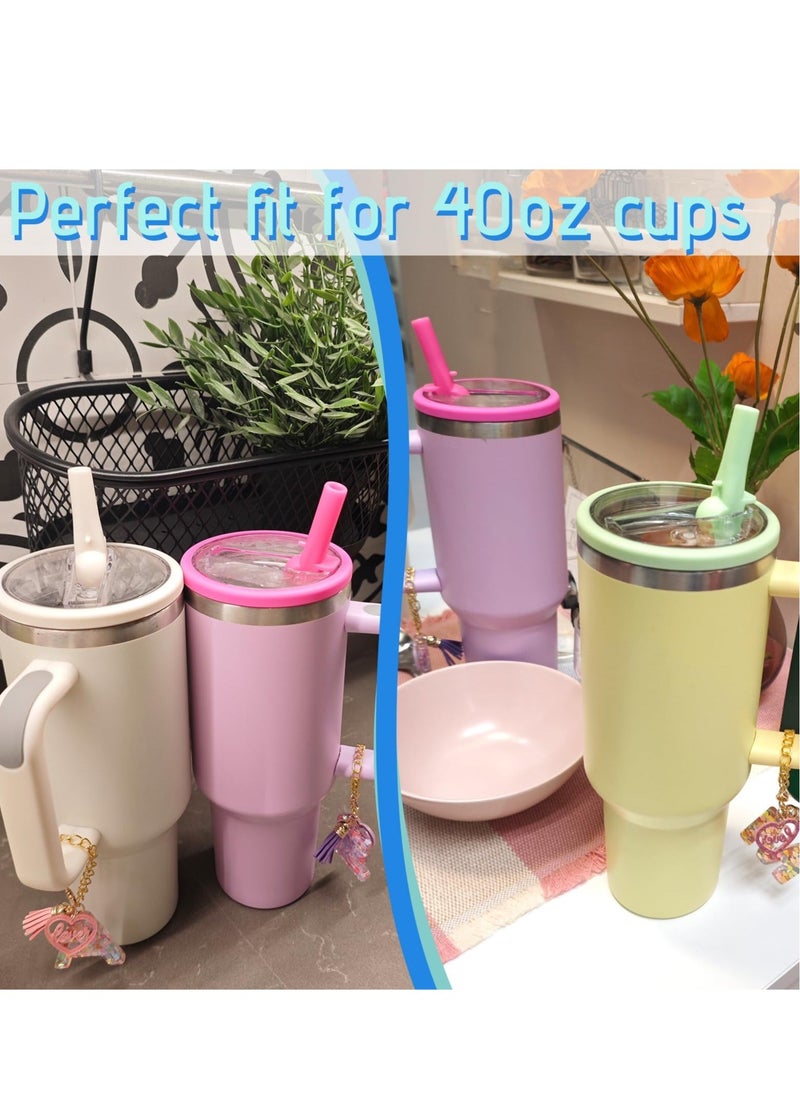 Stanly - 2 Pack 40 Oz Tumbler Flip Straw Lid Replacement Fit For Stanley Quencher Spill Proof Splash Resistant Tumbler Lids Reusable Tumbler Cover For Stanley Cup White - Image 1