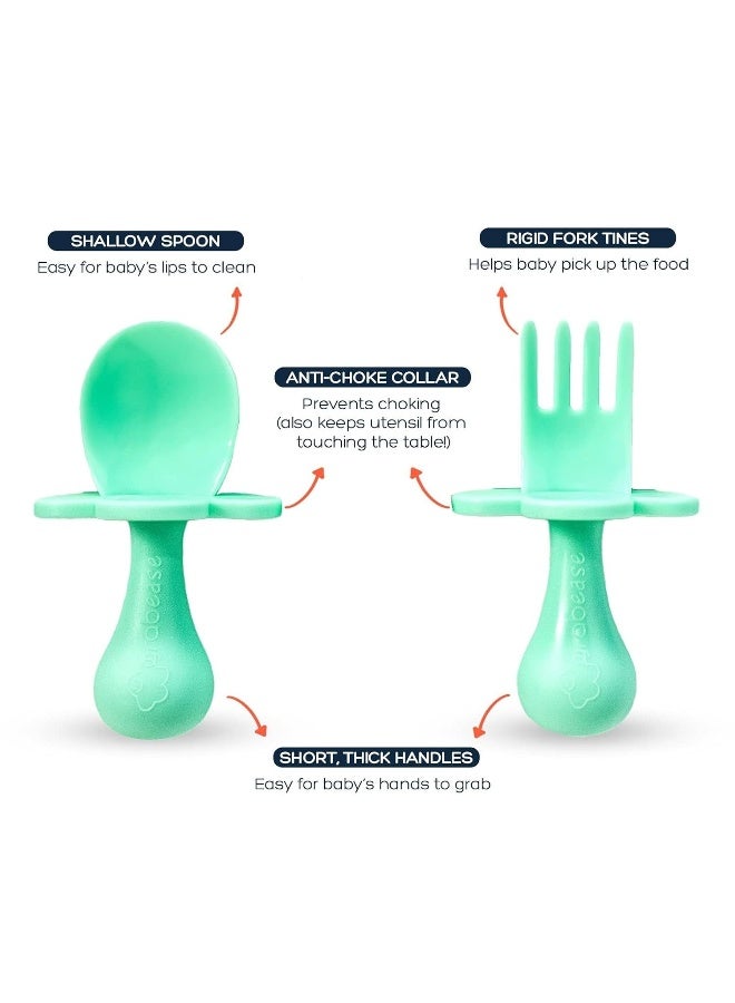 Grabease Baby & Toddler Spoons - Silverware, Utensils, BPA-Free & Phthalate-Free - 1 Set, Mint Baby Spoons - Toddler Utensils 1 Year Old - Image 4