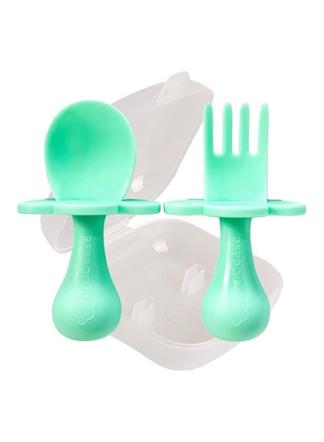 Grabease Baby & Toddler Spoons - Silverware, Utensils, BPA-Free & Phthalate-Free - 1 Set, Mint Baby Spoons - Toddler Utensils 1 Year Old - Image 1