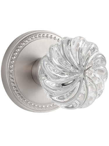 SORWDUERM 2 Pack Crystal Knobs Satin Nickel Door Knob Dummy Door Knobs Brushed Nickel Glass Silver Interior Dummy Handle Single Sided Decorative - Image 1