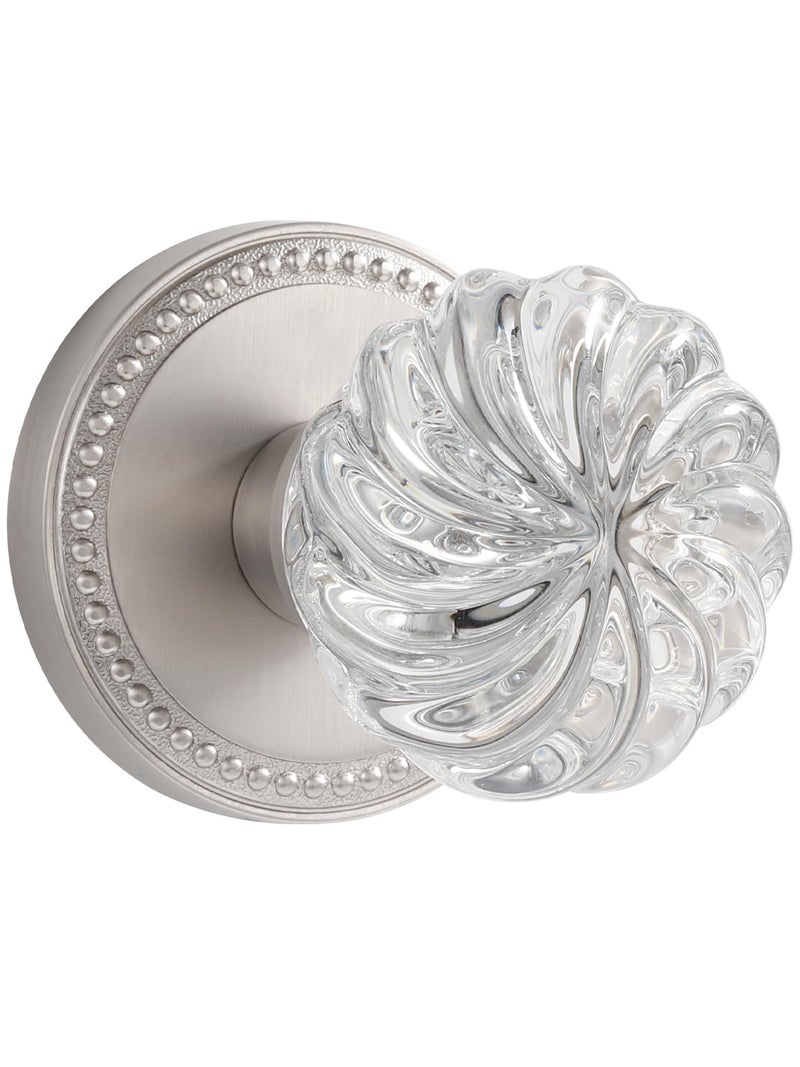 SORWDUERM 2 Pack Crystal Knobs Satin Nickel Door Knob Dummy Door Knobs Brushed Nickel Glass Silver Interior Dummy Handle Single Sided Decorative - Image 2