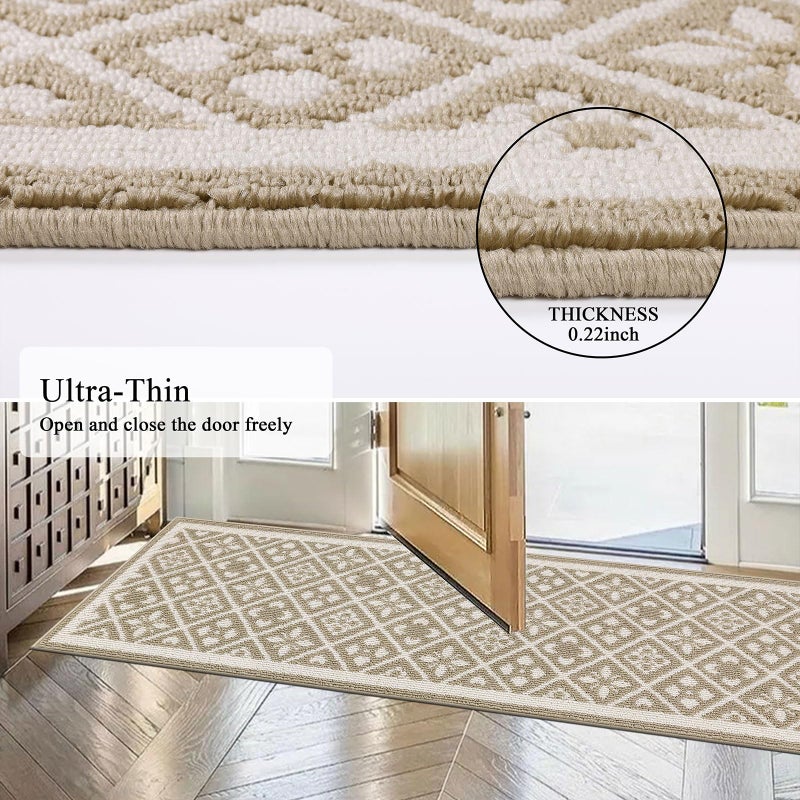 Ileading Runner Rugs for Hallways 2x10ft Heavy-Duty Durable Entryway Floor Mat with Non Slip Rubber Backing for Busy Traffic Extended Indoor Doormat Machine Washable Kitchen Throw Rug(Beige) - Image 4
