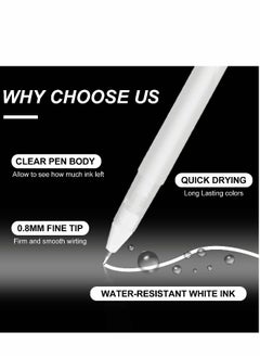 Generic White Gel Pens 6 Pcs Fine Point Pen Set for Artists with 0.8mm Nibs Rollerball Pens Black Paper Sketching, Drawing Adult Coloring Books Illustration Taking Notes  - Image 3