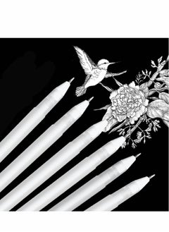 Generic White Gel Pens 6 Pcs Fine Point Pen Set for Artists with 0.8mm Nibs Rollerball Pens Black Paper Sketching, Drawing Adult Coloring Books Illustration Taking Notes  - Image 1