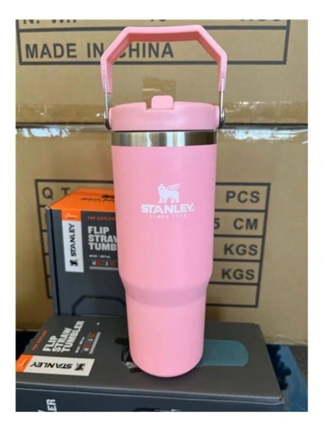 Stanley IceFlow 30oz Flip Straw Water Bottle – Dusk Pink Edition with Double-Wall Vacuum Insulation, Leakproof Flip Lid, and Foldable Handle – Keeps Drinks Cold for 12 Hours or Iced for 48 Hours – Dishwasher Safe & Travel-Ready - Image 1