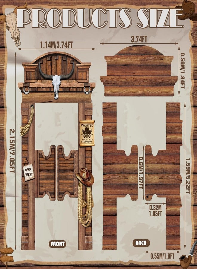 Gilprop ديكورات حفلة الغرب المتوحش جيلبروب 85 × 45 بوصة أبواب صالون ريفية ديكورات حفلة رعاة البقر ديكور صالون رعاة البقر قطع كرتونية ديكورات الغرب المتوحش دمى تصوير - Image 2