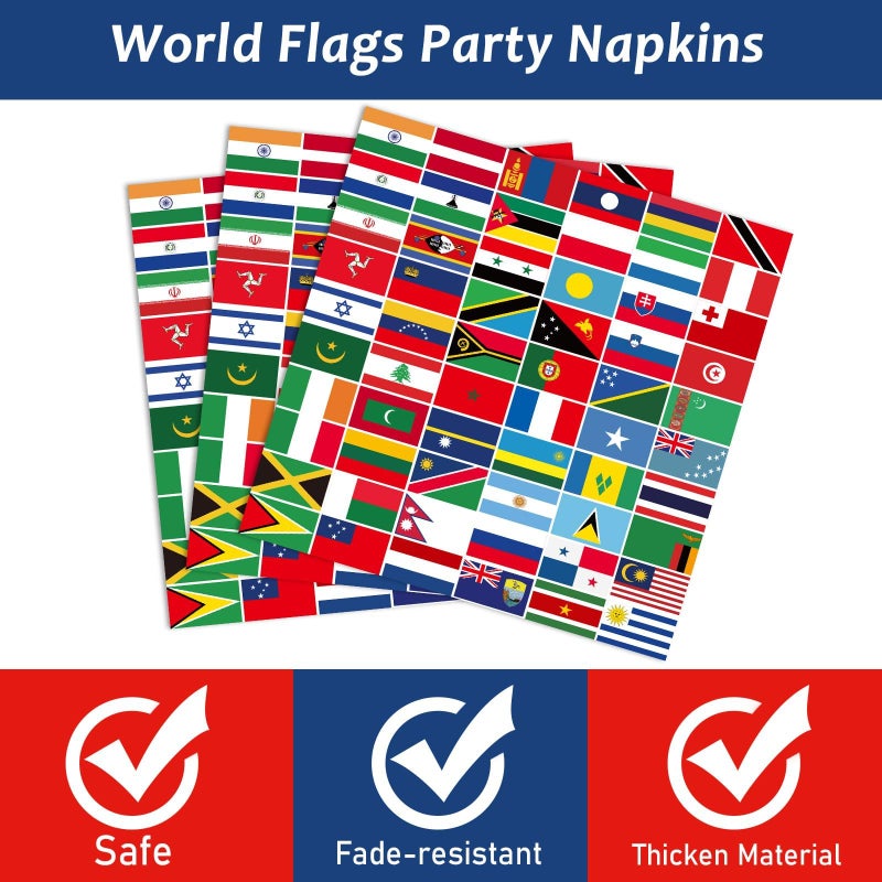 OBUSATT 96 Pcs International World Flags Party Supplies Country Flag Paper Plates Travel Trip Around the Globe and Napkins Forks party decorations for Birthday Baby Shower Serves 24 MG0165 - Image 4