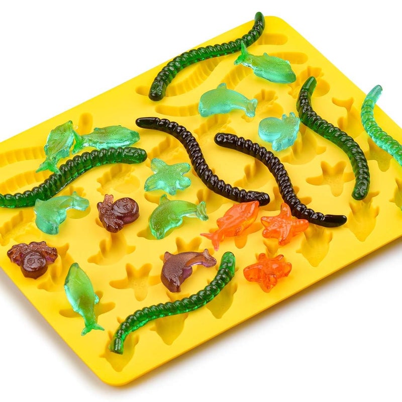 CAKETIME Gummy Molds Hard Candy Molds - Candy Molds Silicone Including Worms, Starfishs, Dolphins, Octopus, Sharks Sea Mold, Pinch Test Approved Pack of 3 Ocean Molds - Image 3