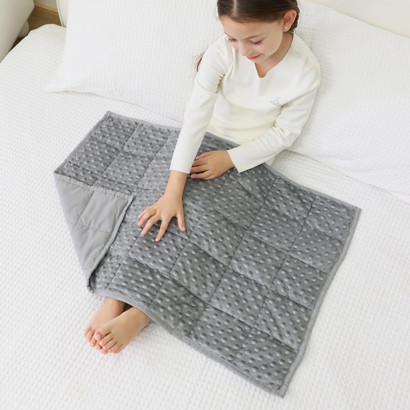Mr. Sandman Weighted Lap Blanket 2LBS 20 x 30 Inches  Minky Dots Heavy Blanket with Glass Beads  Soft and Cooling for School and Home  Grey - Image 1