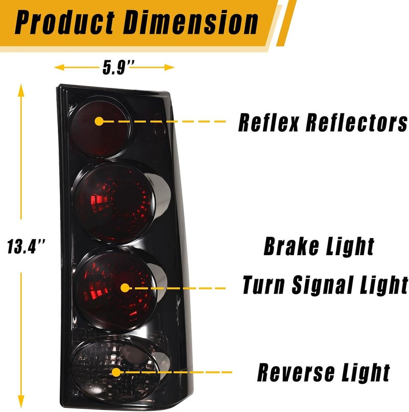 Boine Tail Light for 2003-2022 Chevy Express & GMC Savana Van - Driver & Passenger Side Rear Brake Lamps (Black Smoke) - Image 2