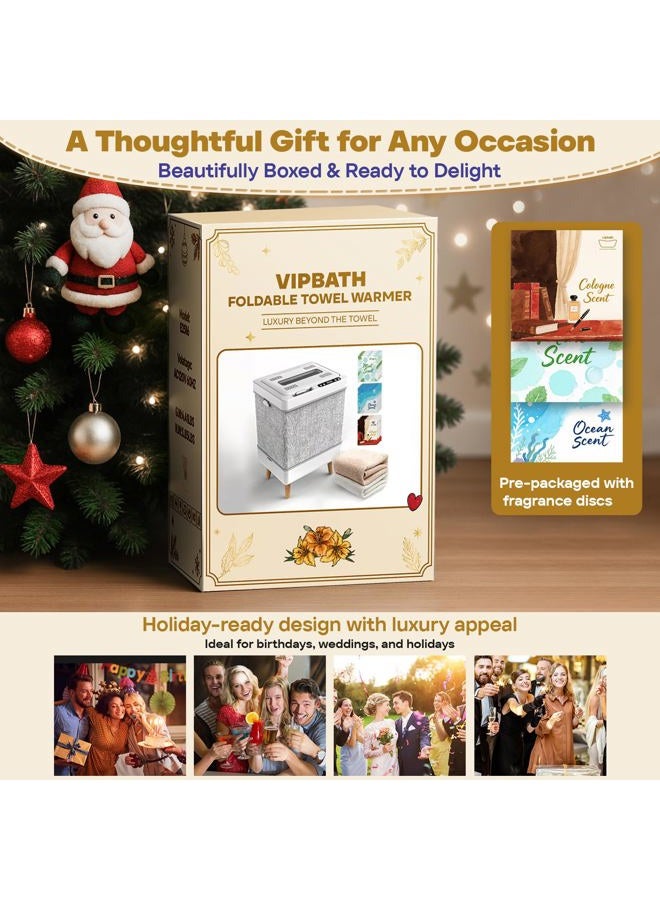 VIPBATH 35L Towel Warmer Gift Set – Family-Sized Foldable Design with Window, Dual Safety Shut-Off for Overheat & Tip-Over, 12 Aroma Discs – A Spa-Like Luxury for Home & Loved Ones - Image 2