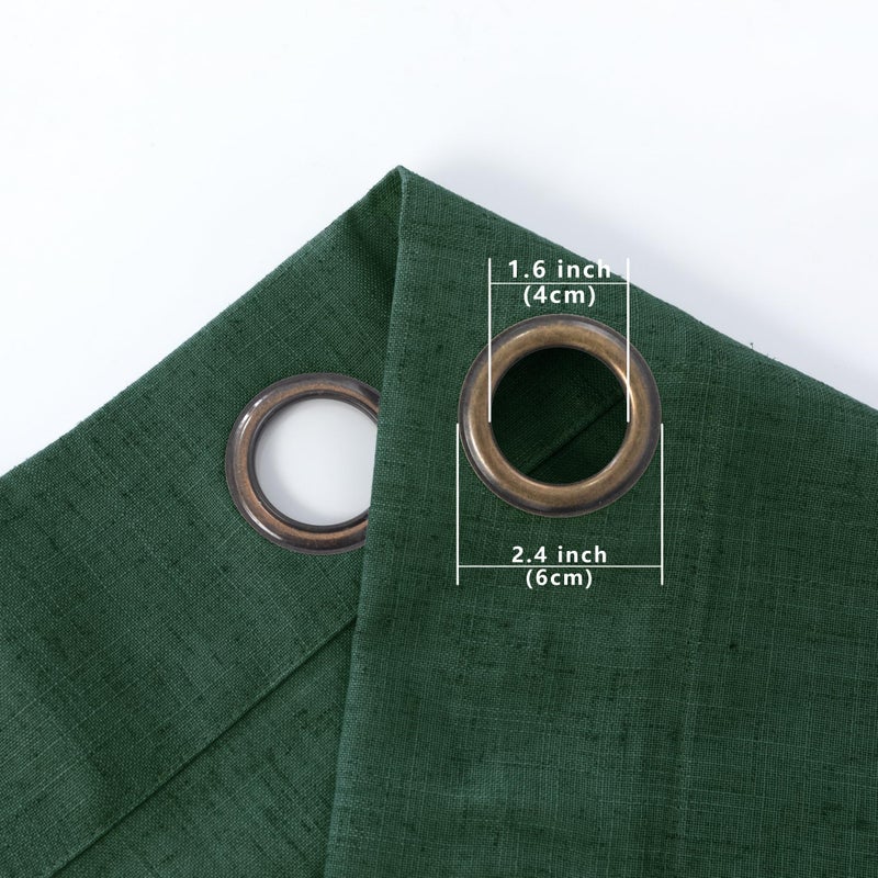 KOUFALL Dark Green Curtains 84 Inches Long for Living Room 2 Panels Set Sheer Linen Black Grommet Semi Light Filtering Moody Curtains Drapes for Bedroom Dining Room Emerald - Image 5