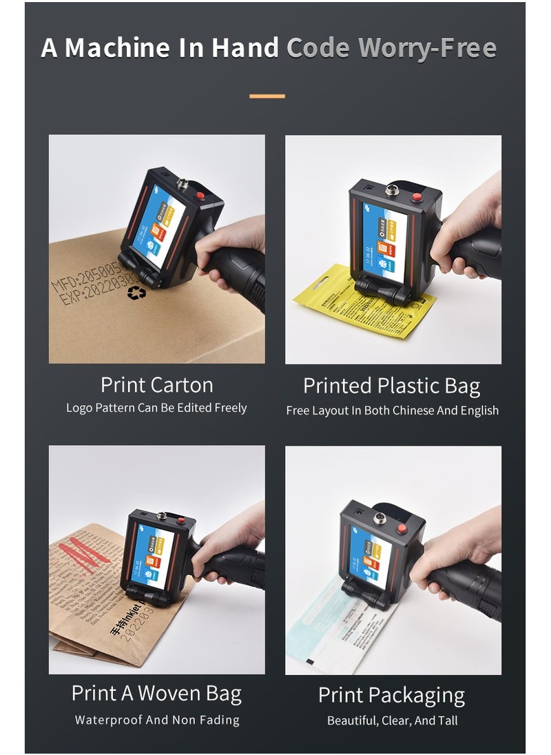 Demin - Portable 12.7mm Handheld Inkjet Printer QR Barcode Batch Number Logo Expiry Date Label Printer 25 Languages Non-encrypted - Image 1
