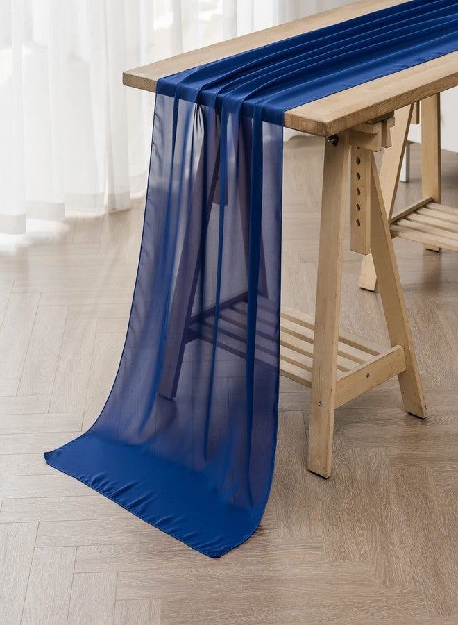 flohar 6Pack 10ft Chiffon Table Runner 29x120 Inch Sheer Romantic Table Runner for Wedding Birthday Party Bridal Shower Outdoor Decoration-Royal Blue - Image 2