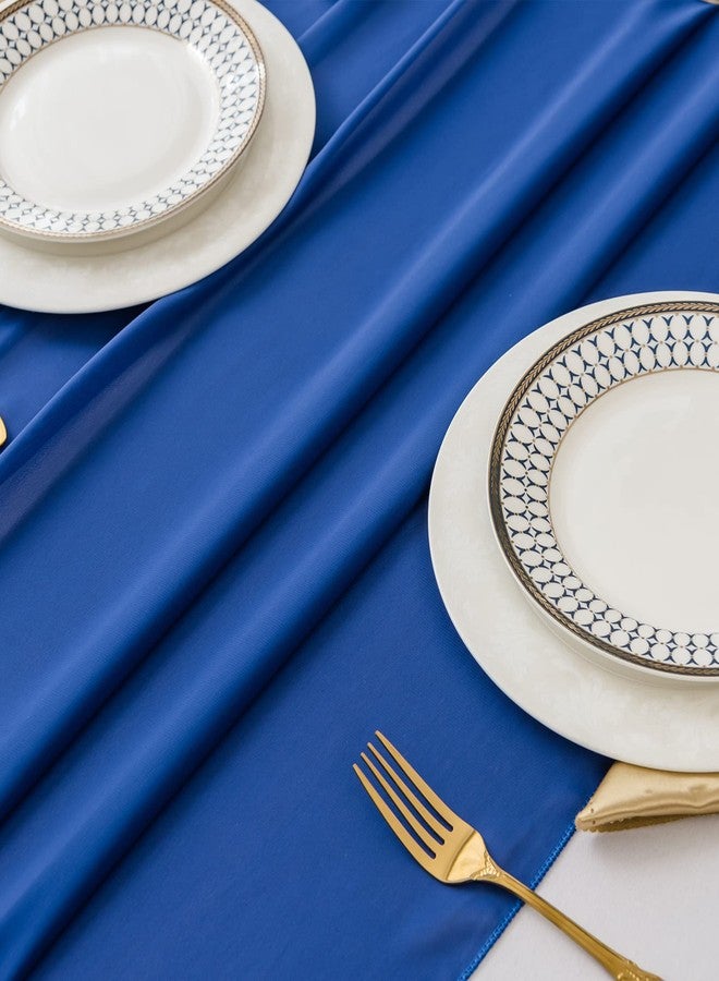 flohar 6Pack 10ft Chiffon Table Runner 29x120 Inch Sheer Romantic Table Runner for Wedding Birthday Party Bridal Shower Outdoor Decoration-Royal Blue - Image 4