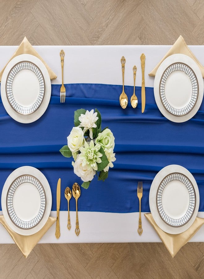 flohar 6Pack 10ft Chiffon Table Runner 29x120 Inch Sheer Romantic Table Runner for Wedding Birthday Party Bridal Shower Outdoor Decoration-Royal Blue - Image 3