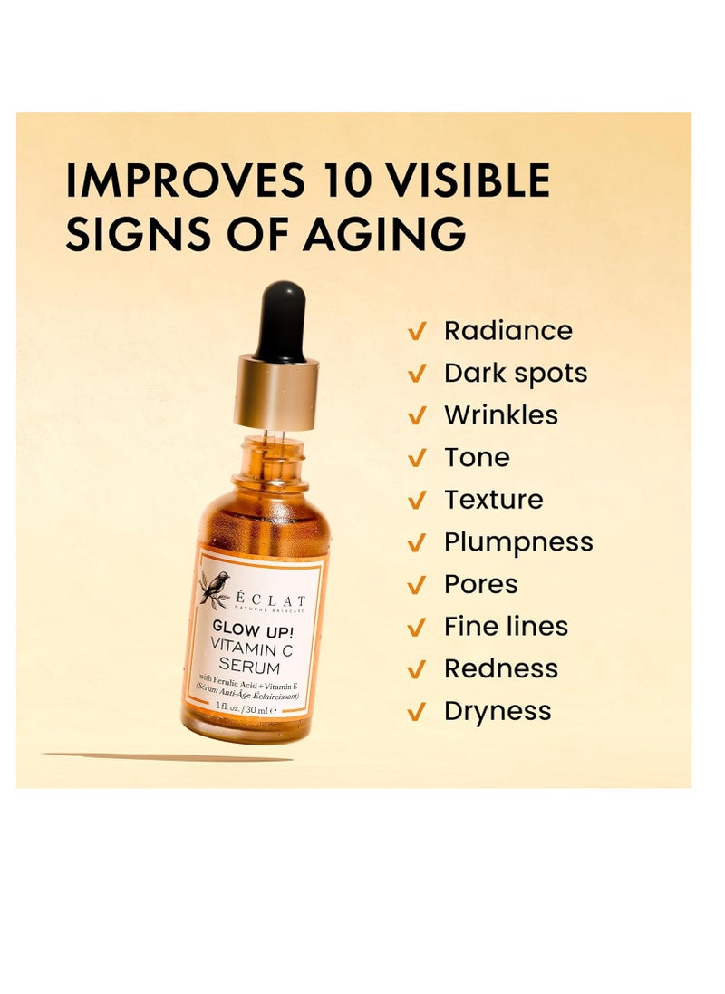 Eclat Skincare Vitamin C Face Serum Dark Spot Remover Facial Serum, Vit C Serum with Hyaluronic Acid Ferulic Acid & Vit E Anti Aging and Skin Brightening Serum Pure Vitamin C Serum Skin Care  - Image 2