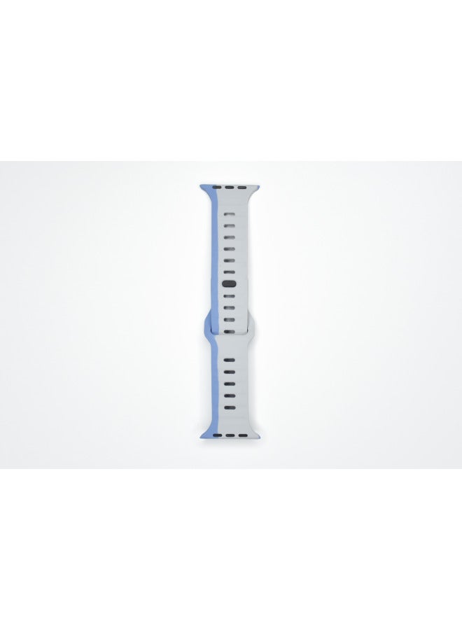 Sporty Silicone Apple Watch Band With Colorful Diamond Frame Suitable For All Models Of Apple Watch By Boligao-Color:42/44/45/49mm Light Gray Sky Blue - Image 1
