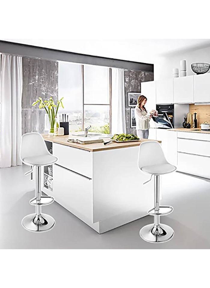 MAPLE HOME DECORATION Maple Home Swivel High Chair Bar Stool Adjustable Up Down Stainless Steel Base Office Restaurant Furniture(White-1Pcs)  - Image 4