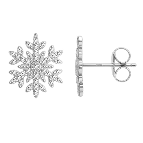 HighSpark Womens 925 Silver Snowflake Solitaire Stud Earrings | 92.5 Sterling Silver And Diamond Like Brilliance Sparkling Zirconia | Lovely Gift - Snowflake - Image 1
